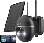 Security Cameras Wireless Outdoor, 2K Solar Security Camera System 360° PTZ with Spotlight & Siren, ieGeek 2.4Ghz Outdoor Security Cameras,Color Night Vision, Work with Alexa, PIR, 2-Way Talk, IP65
