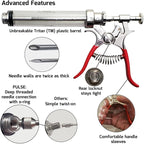 PULSE Meat Injector Gun, BBQ Meat Marinade Injector Kit for Brisket, Pork Shoulder, and Chicken, 50ml with 4 Stainless Steel Needles, Case and Guide