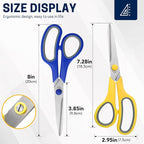 BURVAGY 10 Pack 8" Scissors All Purpose, Heavy Duty Scissors for Office | Scissors Bulk Multipurpose Comfort-Grip Sharp Adult Office Scissors Set Sewing Fabric Stainless Steel Blades, Right/Left Hand