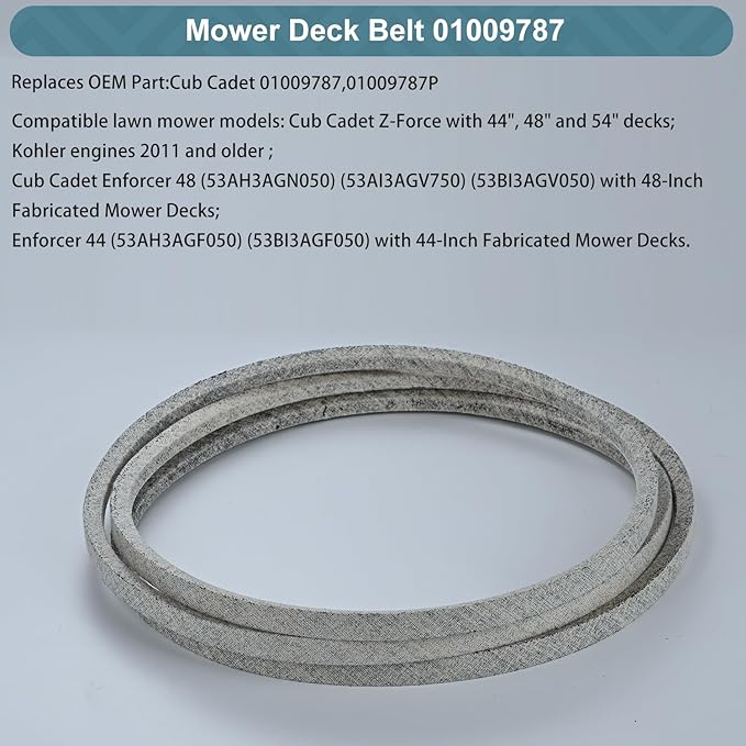 5/8 x 80 Inch Mower Belt Replace for Cub Cadet 01009787 01009787P Lawn Mower Belt Kevlar Lawn Mower Belt Compatible with Cub Cadet Z-Force with 44" 48" 54" Mower Decks (01009787P)