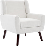 UIXE Accent Chair, Fabric Upholstered Armchair for Living Room, Comfy Arm Chair Single Sofa Bedroom Side Reading Seat - Flax Beige