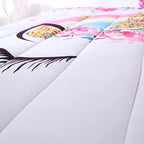 Unicorn Comforter Set 3pc Pink Flower Girl Unicorn Bedding Set for Teen Girls