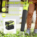 Leaf Blower 20V Leaf Blower Cordless with 4.0Ah Battery and Charger, High Power 400 CFM Electric Leaf Blower, Lightweight Handheld Cordless Blower for Lawn Care Yard Patio Garden Leaves Snow (Green)