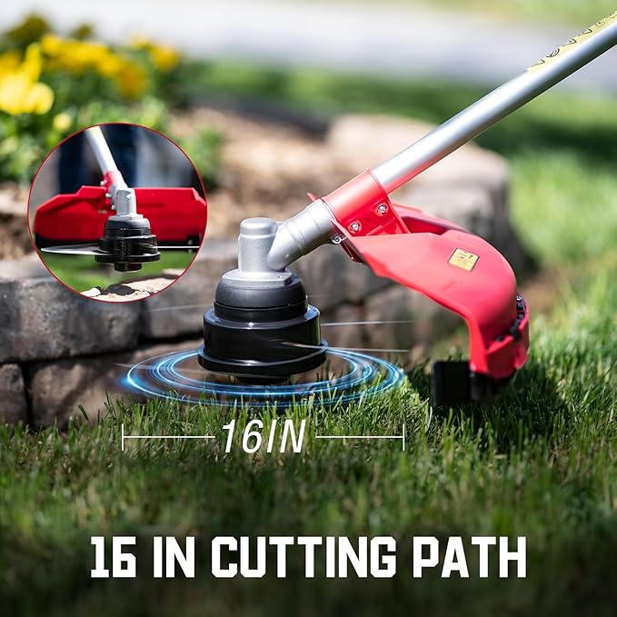 PowerSmart 25.4cc Gas Weed Wacker, String Trimmer/Edger 16-Inch with 10-Inch Brush Cutter for Grass Cutting