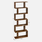 VASAGLE Bookshelf, 6-Tier Bookcase, Tall Display Shelf, Freestanding Storage Shelf, Room Divider, for Home Office, Living Room, Bedroom, Study, Rustic Brown ULBC61BX