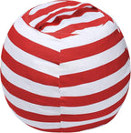 2 PCS Stuffed Animal Storage Bean Bag Chair Cover, Cotton Canvas Beanbag with Zipper for Organizing Kid's and Adults Room Red 24"