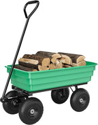 All-Terrain Garden Dump Cart with Removable Bed | 600Lb Heavy Duty Utility Wagon for Yard Work | 180° Pivoting Handle for Easy Control | Hauls Soil, Plants, Tools with Ease