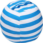 2 PCS Stuffed Animal Storage Bean Bag Chair Cover, Cotton Canvas Beanbag with Zipper for Organizing Kid's and Adults Room Blue 24"