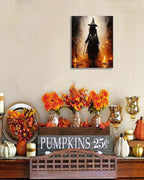 Halloween Canvas Wall Art - Vintage Witche Poster, Gothic Dark Academia Wall Decor, Spooky Halloween Decor for Living Room, Bedroom & Bathroom, Framed Fall Decorations Indoor