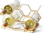 Countertop Wine Rack - 5 Bottle Freestanding Modern Gold Metal Small Wine Rack - Tabletop Wine Holder Stand for Cabinet, Pantry, Wine Bottle Storage…