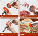 Hoypeyfiy Stainless Steel Jerky Gun Sausage Maker Sausage Stuffer Handmade Beef Jerky Gun with 5 Stainless Nozzles Meat Pusher Cleaning Brushes Kit (2.5LB)