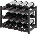 Wine Rack，Bamboo Wine Storage Cabinet Shelf，Countertop Wine Shelf- Freestanding Wine Holder for Kitchen & Pantry (Black, 3-Tier)