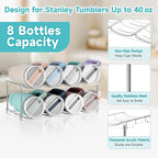 spospo Stackable Water Bottle Organizer Large Compartment Bottle Holder | Tumbler Organizer for Stanley 40 oz Cup, Kitchen Cabinet Storage Organizer for Stanley Cup Accessories, 2 Tier Hold 8 Bottle