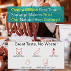 The Sausage Maker® Natural Hog Sausage Casings 32-38mm, Edible Casing For Sausage Making, Stuff Over 25 Lbs Meat, Breakfast, Italian, Polish, Bratwurst, Hot Dog, Pork Links, 1.2-1.5" Dia, Home Pack-1