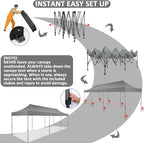 COBIZI 10x30 Pop Up Canopy Without Sidewall,Heavy Duty Canopy UPF 50+ All Season Wind Waterproof Commercial Outdoor Wedding Party Tents for Parties Canopy Gazebo with Roller Bag(10 x 30 ft Gray)