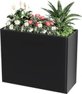 Tall Metal Planter Box for Outdoor Plants 36"L x 12"W x 26"H, Heavy Duty Steel Large Rectangular Planter Box with Removable Insert Shelf, Modern Décor for Tall Plants, Trees, Flowers (Black)