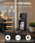 Uniclife Black Metal Donation Box, Wall Mounted Mailbox for Outside | Safe Suggestion Box with Key Lock, Steel Key Drop Box with Top Slot, Cash Box for Home Office and Business
