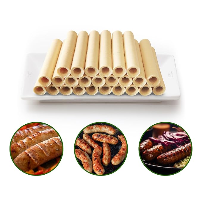 VONSYONG HALAL Sausage Casing, Grade A Edible Drying Collagen Sausage Casings for Flavorous Homemade Sausages 15m/49ft,Diameter 28mm/ 1 1/8'',1 Roll