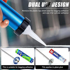 Three bearing energy-saving blue aluminum tube universal sausage glue gun, reusable to prevent dripping, 12:1 thrust, uniform thrust (two pieces)