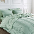 ENJOHOS Sage Green Queen Comforter Set - Boho Bedding Sets Queen Size, 3 PCS Tufted Comforter with Pom Pom Design for All Season, Lightweight Soft Microfiber Cooling Comforter with 2 Pillow Cases