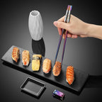 Metal Chopsticks Reusable 2 Pairs Titanium Plated 18/8 Stainless Steel Chopsticks with Holder, Dishwasher Safe Non-Slip Japanese Style Laser Engraved Chop Sticks Gift Set (Rainbow)
