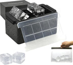 Bangp Crystal Clear Ice Cube Maker with Reusable Ice Storage Bag | Clear Ice Cube Mold with Lid Makes 8 Large 2" Square Pure Ice Cubes for Whiskey,Cocktails & Drinks,Whiskey Gifts for Men