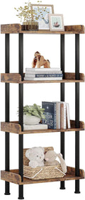 Bookcase 4 Tier Bookshelf, Vintage Small Bookshelf for Small Spaces, Wooden Book Shelf Small Bookcase for Living Room Bedroom