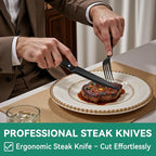 JUNLIN 49 Pieces Black Silverware Set with Steak Knives, Stainless Steel Silverware with Organizer Flatware Utensils Set for 8, Forks and Spoons Silverware Set Cutlery Set