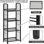 Bookshelf Storage Shelf Bookcase Freestanding Storage Stand Book Organizer for Living Room, Bedroom, Kitchen, Rust Resistance,Easy Assembly Multi-Functional Organizer (4 Tiers, Black)
