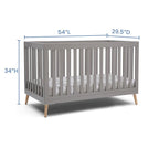 Delta Children Essex 4-in-1 Convertible Baby Crib, Grey with Natural Legs + Delta Children Twinkle Galaxy Dual Sided Recycled Fiber Core Crib and Toddler Mattress (Bundle)