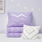 Codi Twin XL Bedding Set - Cute Purple Bed Set, Metallc Print Comforter - 3 Piece Sets for Girls, includes 1 Comforter, 1 Decorative Pillow, and 1 Pillow Case - All Season, Lightweight and Warm