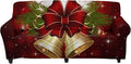 FKELYI Stretch Sofa Slipcover-Christmas Theme Jingle Bell Print Soft Couch Sofa Cover Furniture Protector Modern Home Decorations,Non Slip Soft Couch Sofa Cover for Women Mens-M