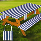 Fitted Picnic Table Cover with Bench Covers Waterproof Elastic Edges Rectangle Patio Tablecloth Outdoor Camping Essentials Stuff Rv Accessories Summer Trip Travel Supplies Party Camper Gifts, 8 ft
