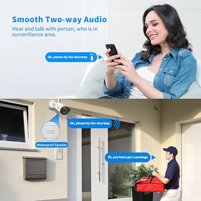 Hiseeu Security Cameras Wireless Outdoor System 5MP PTZ&Bullet Cameras IP66 Waterproof -Night Vision Motion Alert with 1TB Storage WiFi Security Camera No Monthly Fees