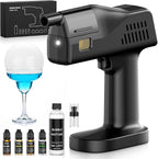 Electric Cocktail & Food Smoker Gun | Create Smoke & Edible Bubbles, 4 Aroma Oils, Color Screen, One-Touch Operation, Ideal Bartender Kit & Unique Gift for Men
