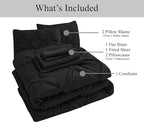 LANE LINEN Bedding Comforter Set for Split King Mattress, Soft 8 Piece Split King Bed in a Bag with 1 King Comforter, 1 King Size Flat Sheet, 2 Twin XL Fitted Sheets, 2 Pillowcases & 2 Shams - Black