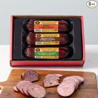 Wisconsin’s Best Summer Sausage Gift Box – Naturally Smoked Sausage 3 Flavor Assortment (Original, Jalapeño Cheddar & Garlic) – Made in Wisconsin – Charcuterie Board Gift Set – 12 oz Each