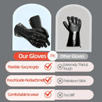 Insulated BBQ Gloves - Heat Resistant, No Stiff for Grill/Cooking/Pit, Grilling & Meat Gloves, Smoker Accessories