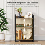 Book Shelf Small Bookshelf: 3-Tier Wood Bookcase Industrial Bookshelf with Edge Protection Metal Narrow Bookshelves Storage Organizer Display Rack for Bedroom Home Office (Rustic Brown)