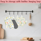 Wildflowers Oven Mitts and Pot Holders (4PCS),Vintage Plants Herb Flower Butterfly Heat Resistant Non-Slip Silicone Kitchen Gloves for Cooking, Baking, BBQ Waterproof Kitchen Accessories