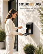 Uniclife Black Metal Donation Box, Wall Mounted Mailbox for Outside | Safe Suggestion Box with Key Lock, Steel Key Drop Box with Top Slot, Cash Box for Home Office and Business
