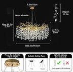 Modern Crystal Chandeliers for Dining Room Over Table, 40" Round Gold Tree Branche Chandelier, Large Crystal Chandelier for Living Room,High Ceiling,Foyer,Entryway,Kitchen Island,Staircase