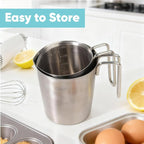Newness 2-Pack Stainless Steel Measuring Cups Set, Metal Measuring Cup | (3 Marking Including Cup/ML/Oz Scale)(2 & 3 Cup) Metal Measuring Cup with Handle For Prepping, Baking and Cooking, Dishwasher