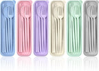 DISSKNIC Travel Utensils with Case, 6 Sets Reusable Utensils Set with Case, Camping utensil Set for Daily Use or Outdoor