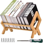 Bamboo Desktop Bookshelf - Compact Tabletop Bookcase for Small Spaces - Desk Organizer x - Mini Wooden Bookcases for Home and Office - Book Display Rack for Kids (Wood, Green)