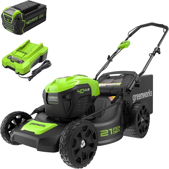 Greenworks 40V 21" Push Mower, 5.0Ah USB Battery