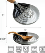 Large Ceramic Spoon Rest for Stove Top and Kitchen Counter, No Mess | Heat-Resistant Spoon Holder for Cooking Utensils, Spatula and Ladles | Nonstick, Dishwasher Safe, Cute Design, Gradient Black