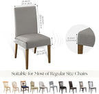 MOSAYT 100% Waterproof Dining Room Chair Covers Set of 2, Super Fit Stretch Jacquard Parson Chairs Slipcovers Removable Washable Chair Seat Protectors for Home, Kitchen, Banquet (Light Grey)