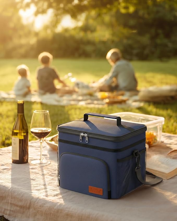 HOTOR Insulated Lunch Box Men Women Leak-Proof Cooler Lunch Bag 15L | 4 Pockets, Adjustable Strap, Ideal for Work, Picnic, Travel, Camping, Gift