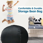 Lukeight Stuffed Animal Storage Bean Bag Chair Cover for Kids, Zipper Beanbag Chair Cover for Organizing Toddler & Kids' Rooms Plush Toys (Black, X-Large)